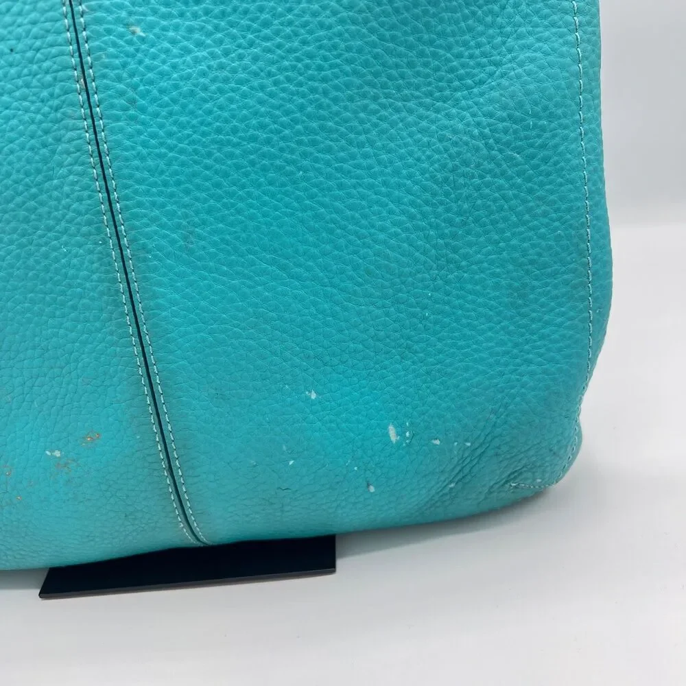 Cole Haan Pebbled Leather North South Large Tote Shoulder Bag Turquoise